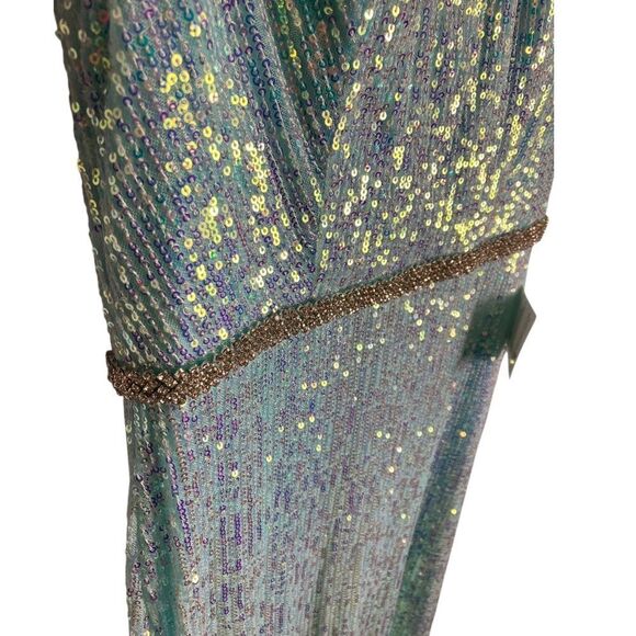 Mac Duggal 0 Dress Sequined High Neck Flutter Sleeve Gown Mermaid Illusion 26942 - Picture 5 of 16